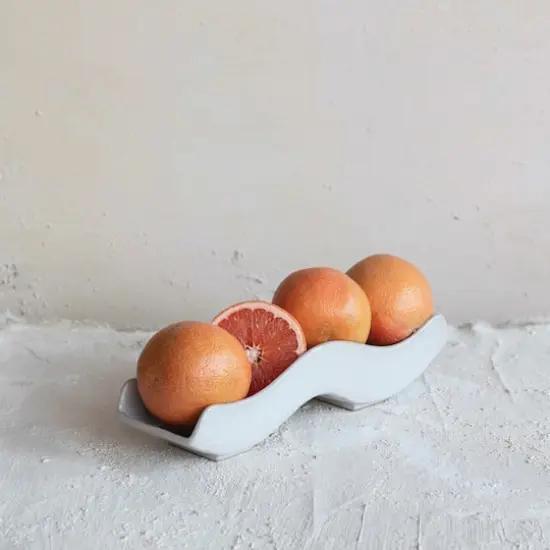 Hello Honey&reg; 13.25" White Stoneware Wavy Tray {3}