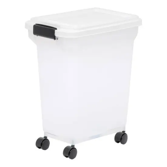 IRIS Clear, White, Black & Dark Gray 28qt. Food Container With Sealed Top & Scoop {4}