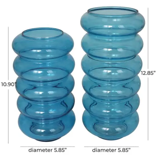 Blue Bubble Glass Vase Set {4}