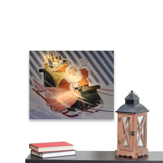 LED Back Lit Santa Claus & Sleigh Pepsi Christmas Wall Art {5}