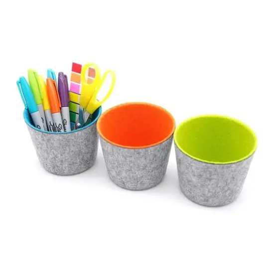 Welaxy Felt 3 Piece Orange, Green & Turquoise Storage Cups {1}