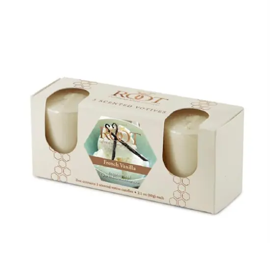 Root Candles Scented 20 Hour Beeswax Blend Votive Candles Gift Box French Vanilla {1}