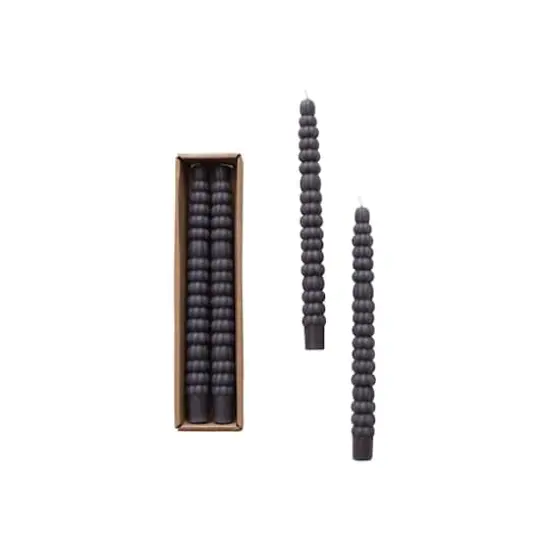 Hello Honey 10" Charcoal Unscented Pumpkin Shaped Taper Candles, 2ct. {1}