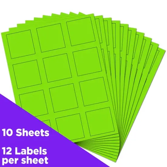 JAM Paper 2" x 2" Square Product & Container Labels, 120ct. Neon Green {4}