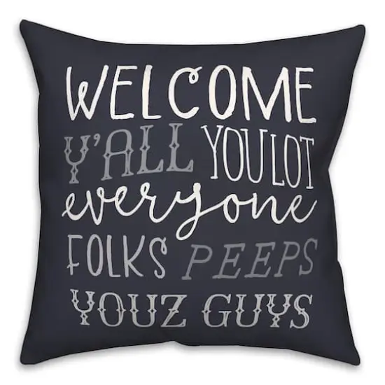 18" x 18" Welcome Y'all Versatile Throw Pillow Navy {1}