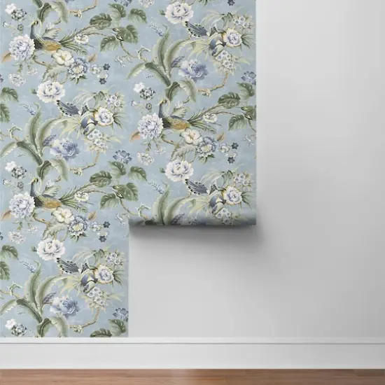 Surface Style Passerine Pavilion Peel & Stick Wallpaper Blue Geyser {6}