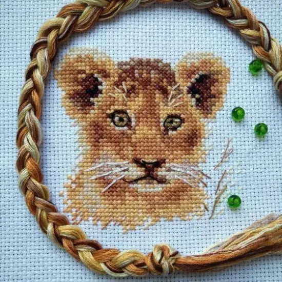 Alisa Animal Portraits Lion Cub Cross Stitch Kit {5}