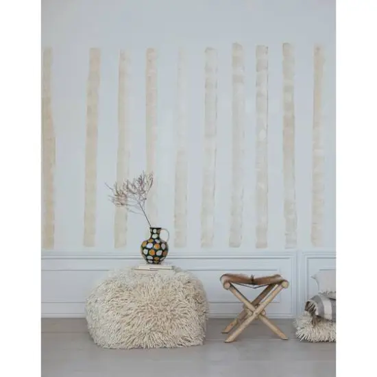 Hello Honey&reg; Natural Teakwood and Goat Fur Folding Stool {6}