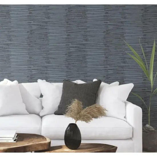 RoomMates Burundi Thatch Peel & Stick Wallpaper Blue/Navy {5}