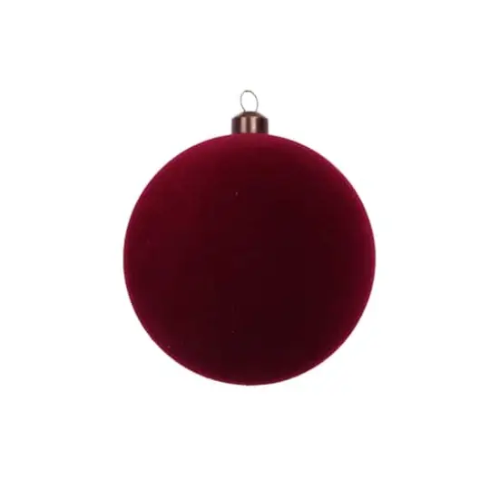 4 Pack 3.8" Flocked Shatterproof Ball Ornaments by Ashland&reg; Burgundy {3}