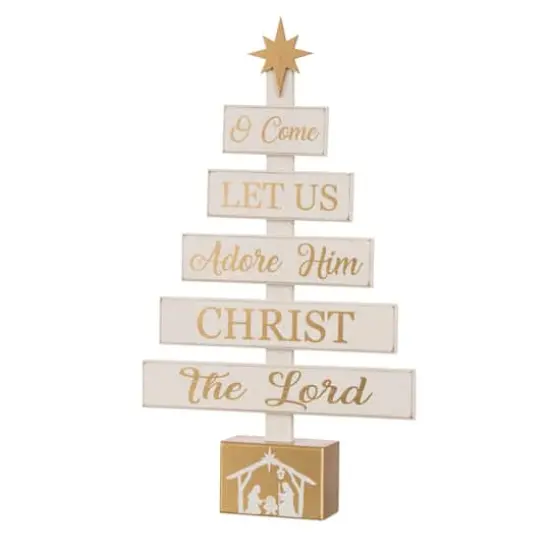 Glitzhome&reg; 18" Wooden Nativity Tree Tabletop D&eacute;cor {1}