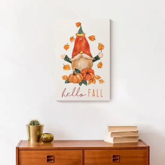 Hello Fall Gnome Canvas Wall Art {5}