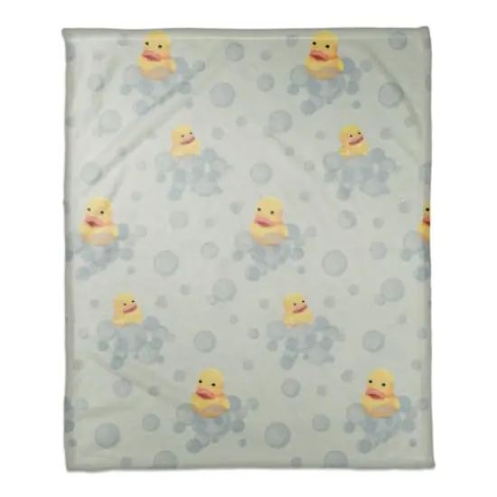 Rubber Duckies Coral Fleece Blanket Green {1}
