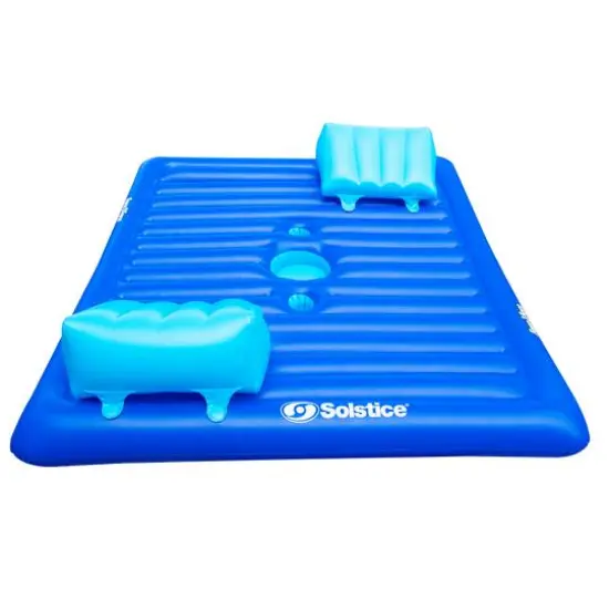 78" Inflatable Blue Dual Swimming Pool Lounger {1}