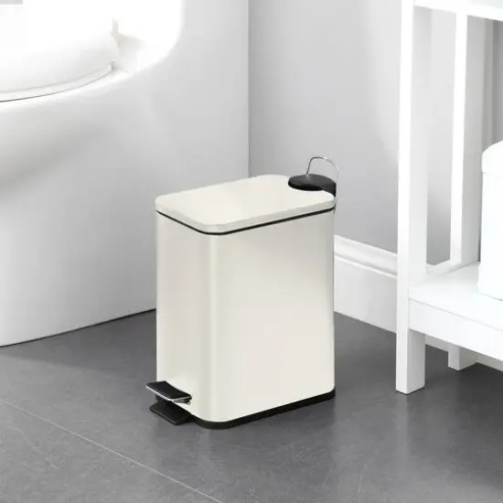 SunnyPoint 11" Trash Can with Inner Basket White {4}