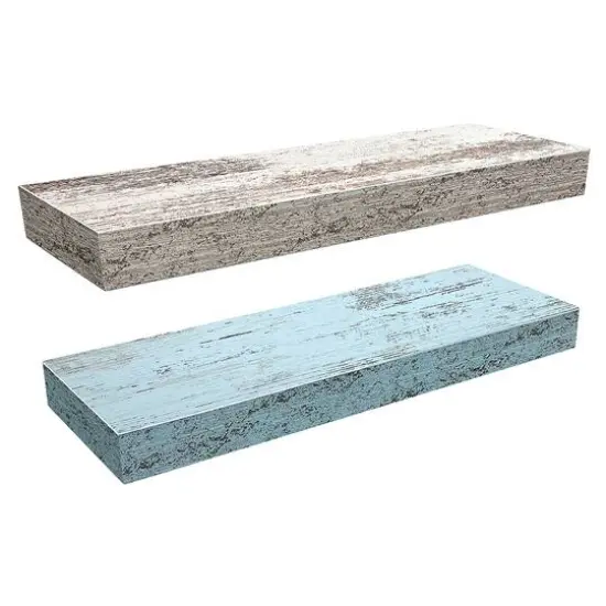 Sorbus Floating Faux Wood Shelf, 2ct. Rustic Blue/Rustic White {1}