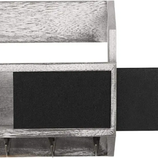 NEX&trade; Wall Mount Mail & Key Holder Organizer with Chalkboard Surface Rustic White-Gray {5}
