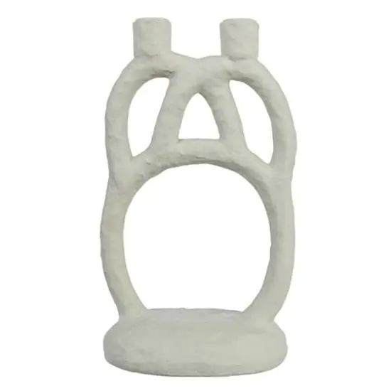 Hello Honey&reg; 12" Ivory Modern Sculptural Double Taper Candle Holder {5}