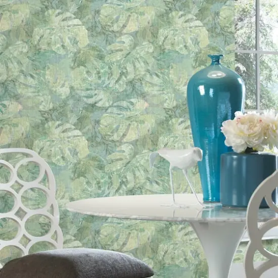 RoomMates Jungle Leaf Canopy Peel & Stick Wallpaper Green/Blue {5}
