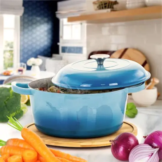 MegaChef Blue Enameled Cast Iron Casserole {3}