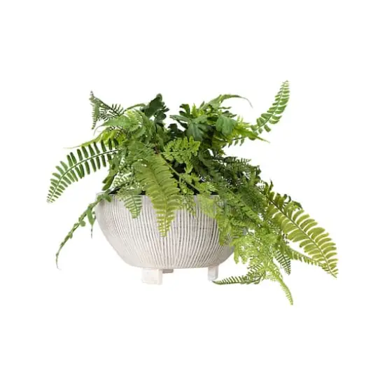 Hello Honey® 8.25" Small Distressed Cream Footed Terracotta Planter {5}
