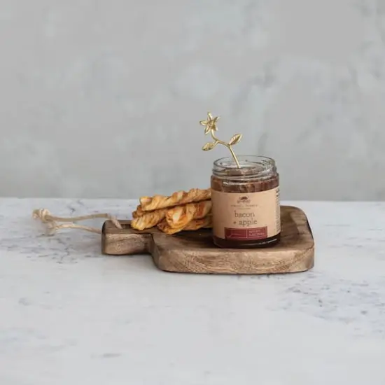 Hello Honey&reg; 9" Hand-Carved Mango Wood Serving Board with Handle & Jute Tie {5}