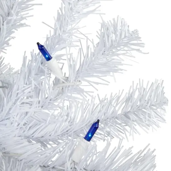 6.5ft. Pre-Lit Slim White Geneva Spruce Artificial Christmas Tree, Blue Lights {3}