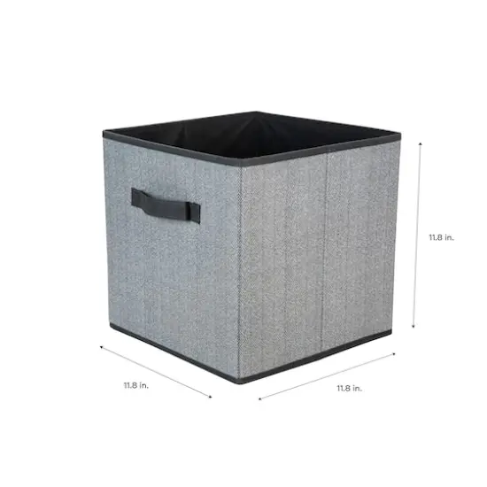 Simplify 12" Collapsible Herringbone Gray Storage Cube {5}