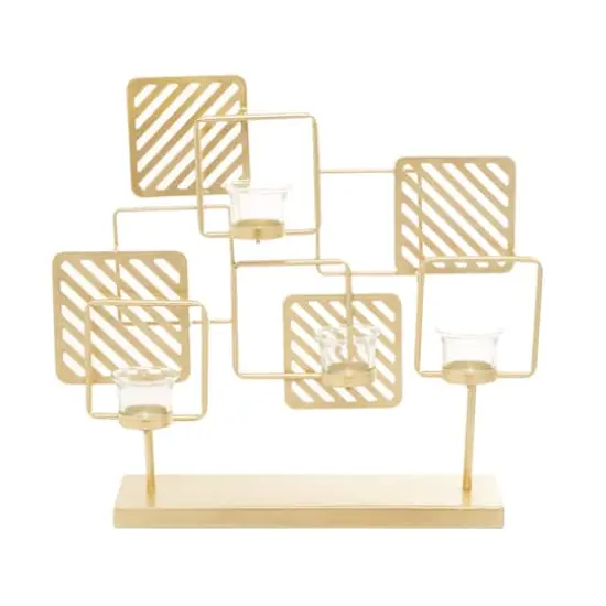 Gold Metal Contemporary Candelabra, 16" x 18" x 5" {3}