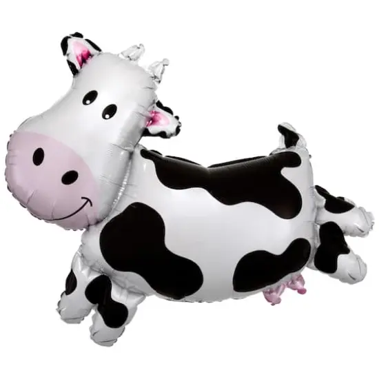 SuperShape&trade; 30" x 28" Black & White Cow Shaped Foil Balloon {1}