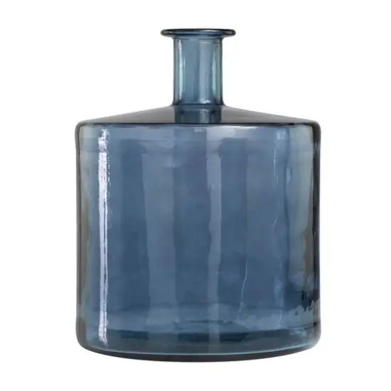 18" Blue Recycled Glass Spanish Bottleneck Vase {5}