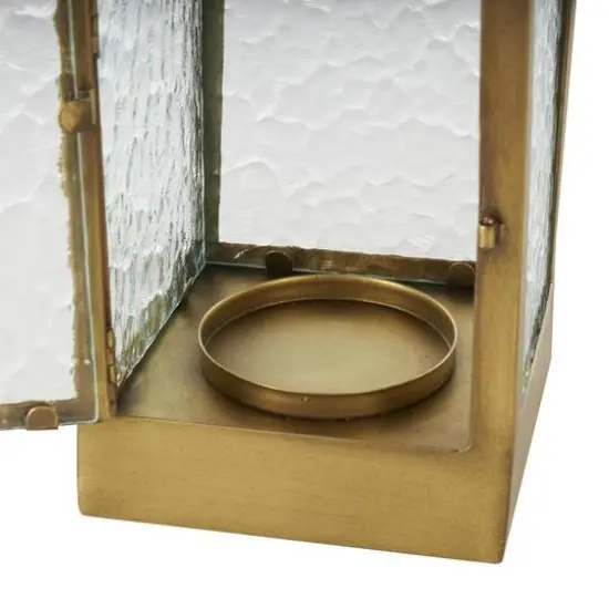 18" Gold Metal Arched Candle Lantern with Top Handle {6}