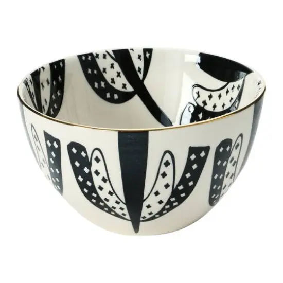 Hello Honey&reg; 5'' Black & White Round Stoneware Bowl, 4ct. {6}
