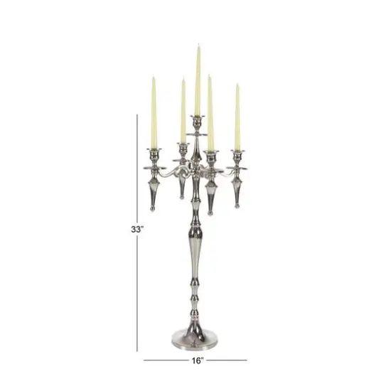 Silver Aluminum Traditional Candlestick Holders, 33x16x16" {7}
