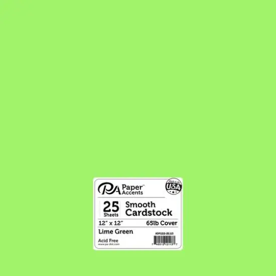 PA Paper&trade; Accents 12" x 12" 65lb. Smooth Cardstock, 25 Sheets Lime Green {1}