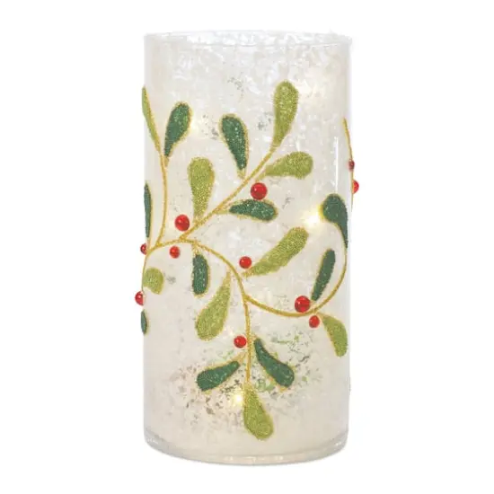 7.75" Beaded Glass Mistletoe Candle Holders, 2ct. {3}