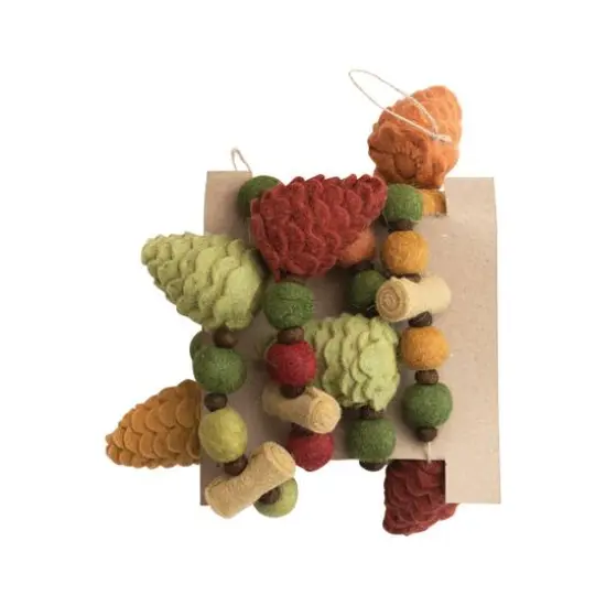 Hello Honey&reg; 6ft. Multicolor Wool Felt Pinecones & Pom Poms Garland {5}
