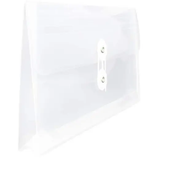 JAM Paper 5.25" x 10" Plastic #10 Business Envelope with Button and String Closure, 24ct. Clear {5}