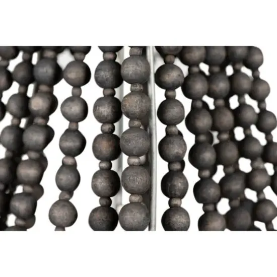 Wood & Metal Framed Chandelier with Wood Bead Draping Black/Light Brown {5}