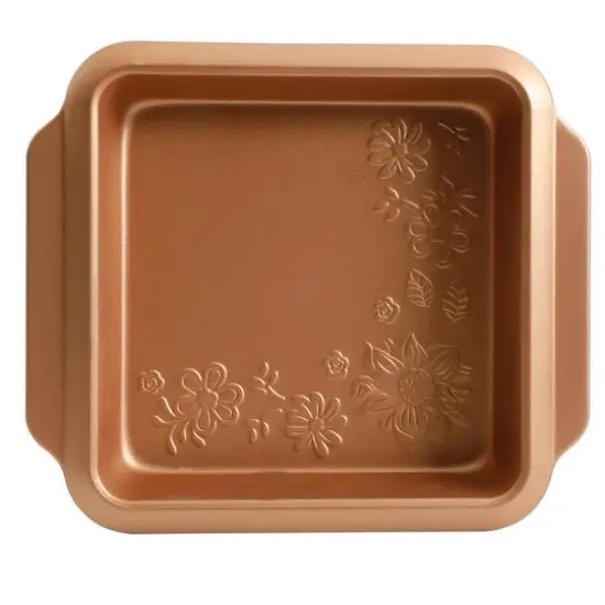 Gibson Country Kitchen 8" Embossed Square Copper Carbon Steel Bake Pan {1}