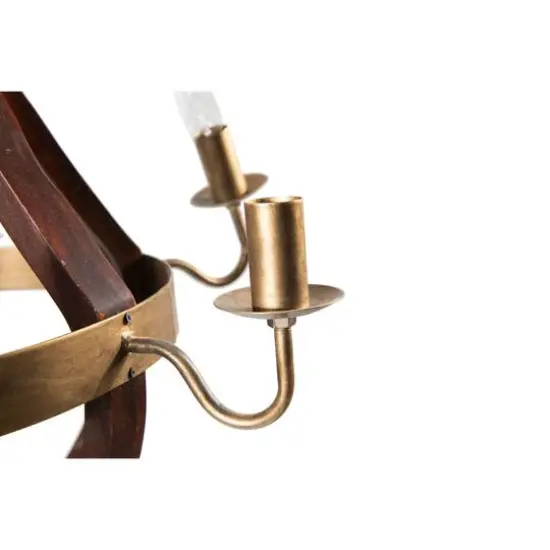 Hello Honey&reg; 30'' Gold Wood & Metal Chandelier {6}