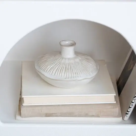 Hello Honey&reg; 7" Long Cream Stoneware Vase {3}