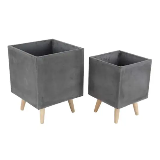 Dark Gray Contemporary Planter Set {1}
