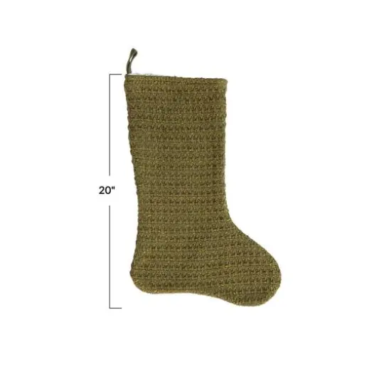 Hello Honey&reg; 20" Green Woven Cotton Stocking D&eacute;cor {4}