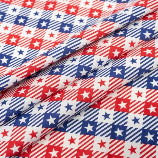SINGER Gingham Patriotic Stars Cotton Fabric {3}