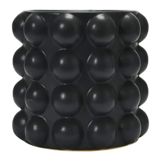 Hello Honey&reg; 9" Black Stoneware Planter with Raised Dots {1}