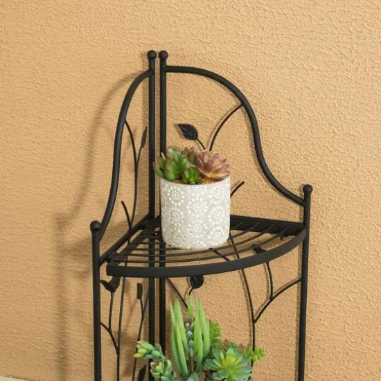 Glitzhome&reg; 4ft. Metal 4-Tiered Corner Shelf Stand Black {7}