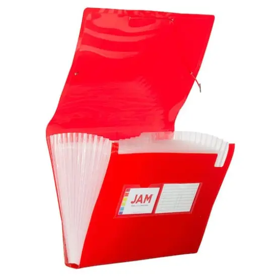 JAM Paper 9" x 13" Red Plastic 13 Pocket Expanding Accordion File Folder, 2ct. {1}
