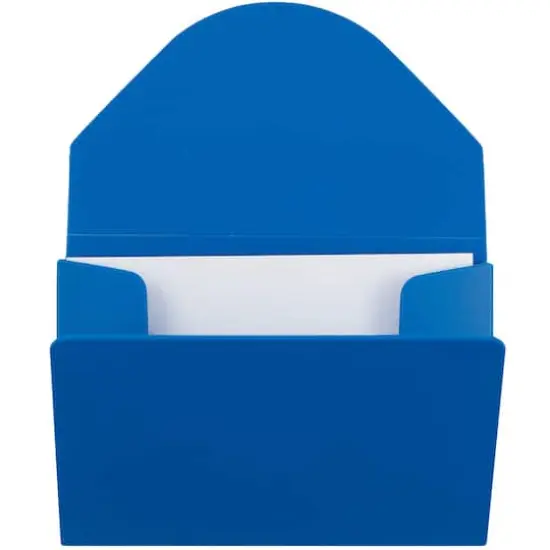 JAM Paper Plastic Business Card Holder Case Blue Solid {5}