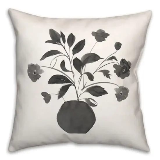 Monochromatic Floral II 18" x 18" Throw Pillow {3}